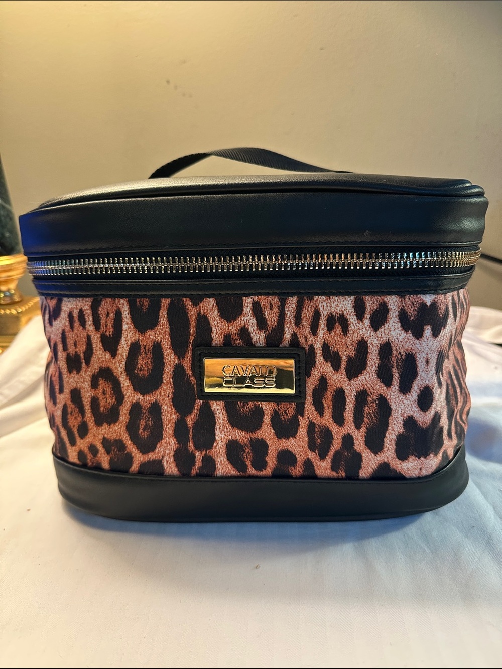 CAVALLI CLASS Leopard Print Cosmetic Case - Black and Brown